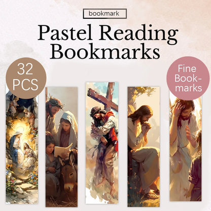 Jesus Christian Bookmarks – Set of 32 Inspirational Bible Bookmarks for Faith, Study & Christian Gifts