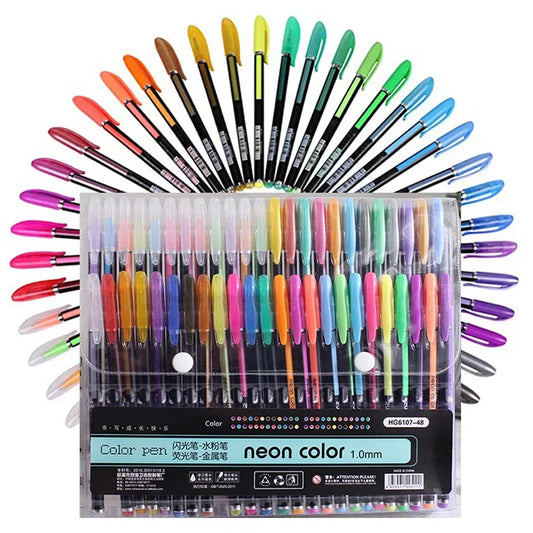 Metallic & Glitter Gel Pens (12–24 Colors) + Refills