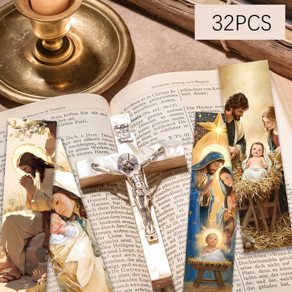 Jesus Christian Bookmarks – Set of 32 Inspirational Bible Bookmarks for Faith, Study & Christian Gifts