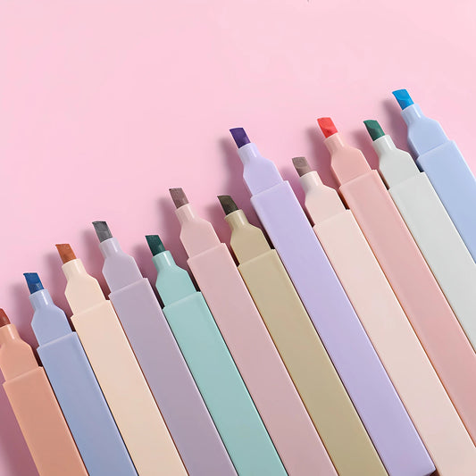 Pastel Highlighter Pens – 12 Soft Colors, No Bleed